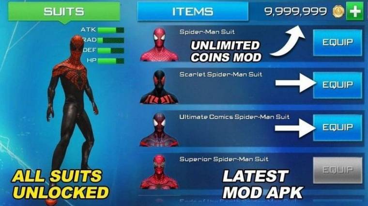 The Amazing Spider Man 2 Mod Apk  all Suits Unlocked Download